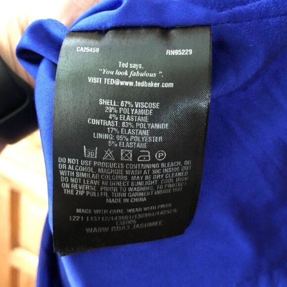 Ted Baker 1 (US 4) Jashmee Mesh Insert Bodycon Blue Dress - Picture 8 of 8
